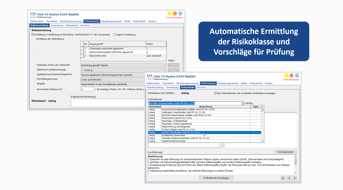 Screenshot der automatisierten Risikobeurteilung